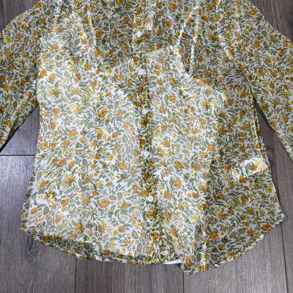J Crew Crinkle Chiffon Button Up Floral Vines Shirt US Women's 10 New - Picture 4 of 7